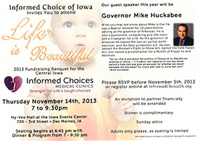 graphic for huckabee informed choices event on november 14, 2013