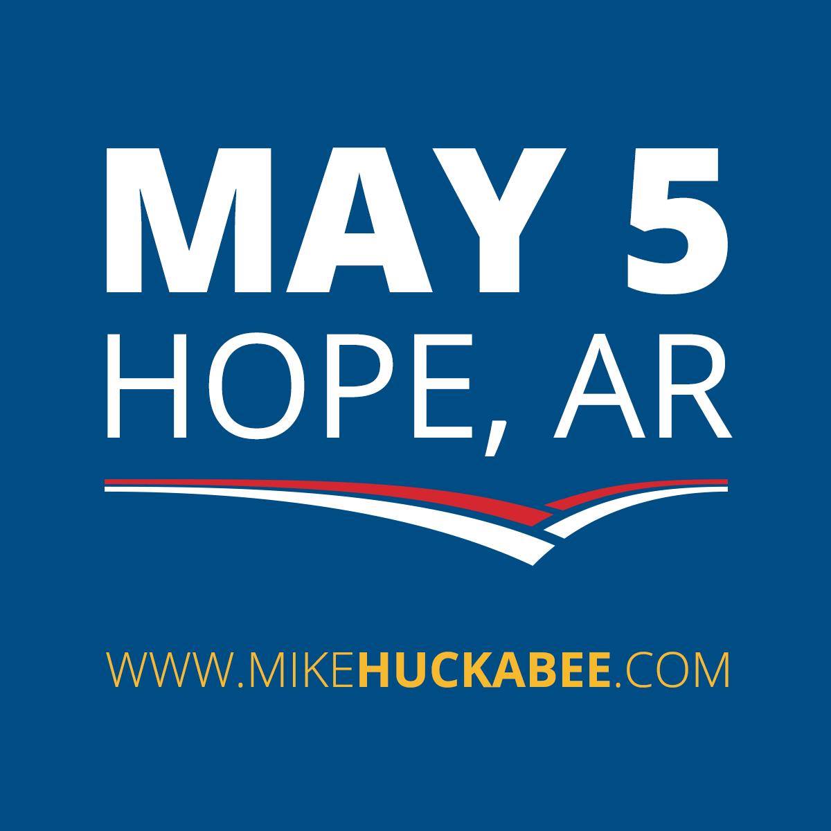graphic for mike huckabee announcement in hope on may 5, 2015