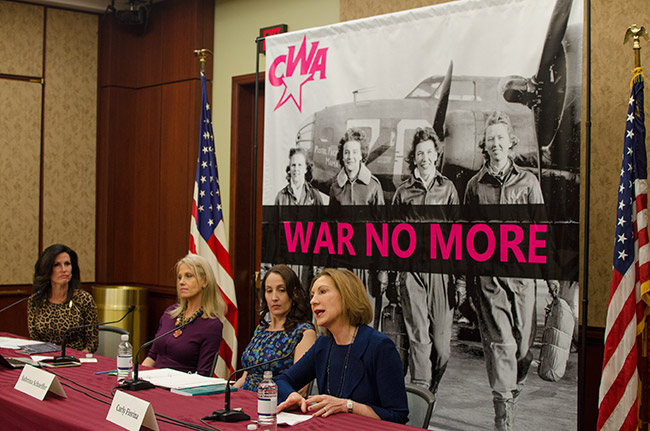 photo 2 of carly fiorina participating in war no more panel