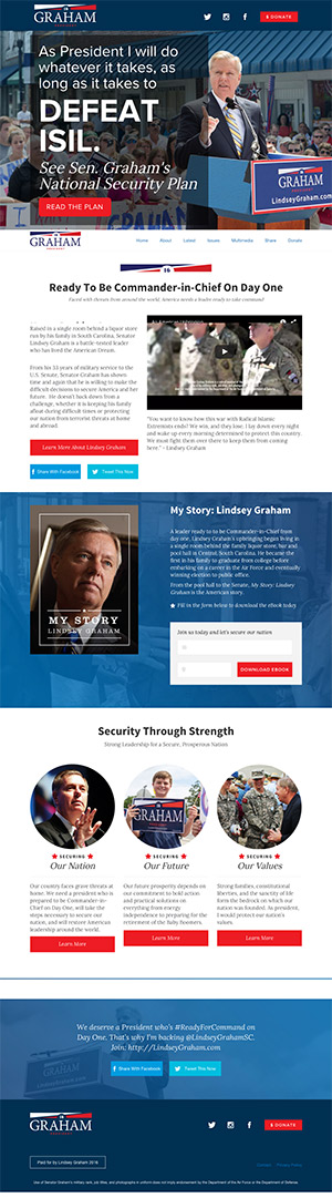 screen shot of lindsey graham 2016 website