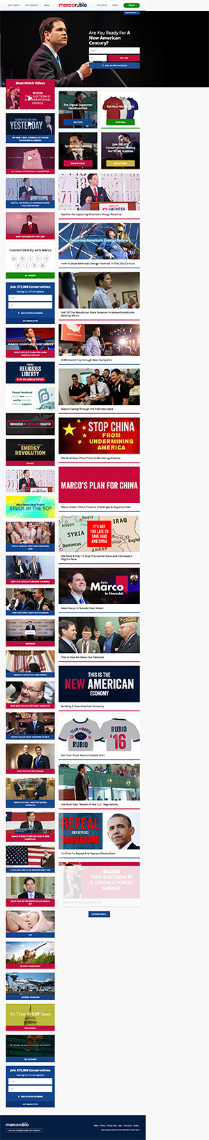 screen shot of marco rubio for president website