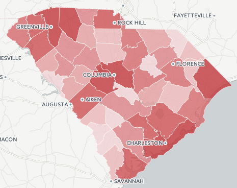 Map Showing Votes by County