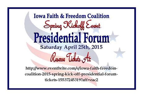 graphic for Iowa FFC Spring Kickoff Event Presidential Forum