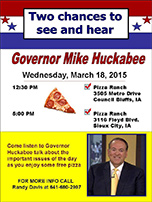 graphic for mike huckabee in iowa on march 18, 2015