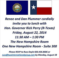 rick perry invite for august 22, 2014