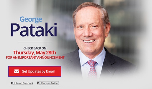 graphic for george pataki announcement in exeter, nh on may 28, 2015