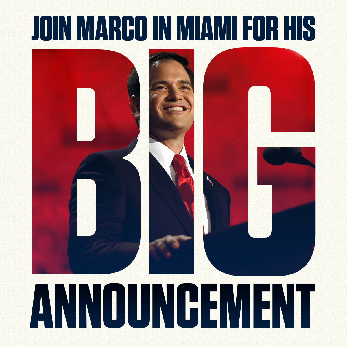 graphic for marco rubio announcement in miami, fl on april 13, 2015