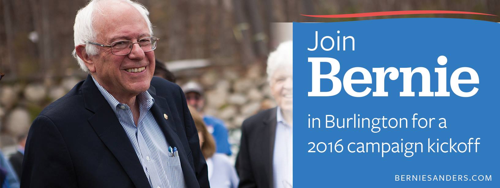 graphic for bernie sanders announcement in burlington, vt on may 26, 2015