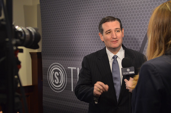 photo of sen. ted cruz taking questions from The Daily Signal after Heritage Foundation Action's Conservative Policy
Summit