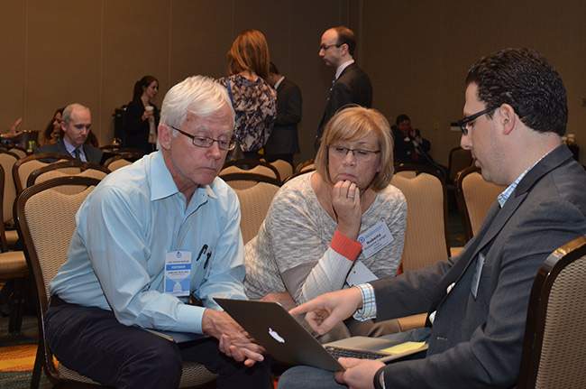 photo of Chris Wicker, Roberta Lange and Zach Zaragoza at the DNC 2015 Winter Meeting