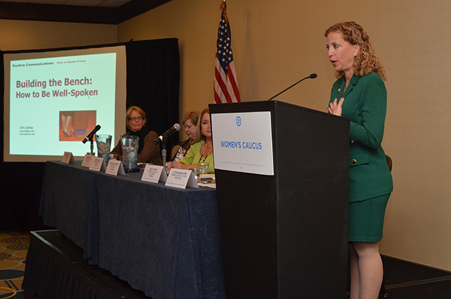 photo 2 of Debbie Wasserman Schultz at the DNC 2015 Winter Meeting