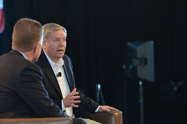 photo 1 of sen. lindsey graham at the iowa ag summit