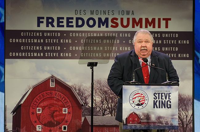 photo of Sam Clovis speaking at the Iowa Freedom Summit