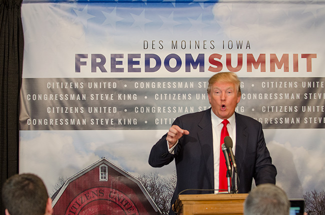 photo of trump press conference at the iowa freedom summit