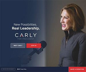 screen shot of carly for president website
