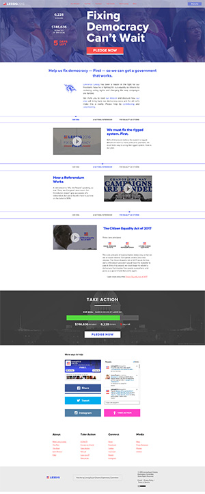 screen shot of lessig equal citizens exploratory committee website