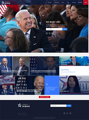 screen shot of draft biden 2016 website