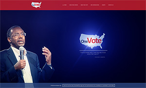 screen shot of one vote super pac website