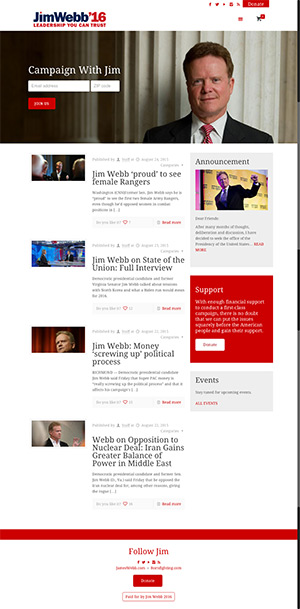 screen shot of jim webb 2016 website